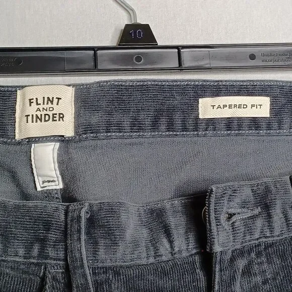 Flint And Tinder Pants Mens 33x32 Gray Corduroy Tapered Fit Stretch Casual - Picture 8 of 16